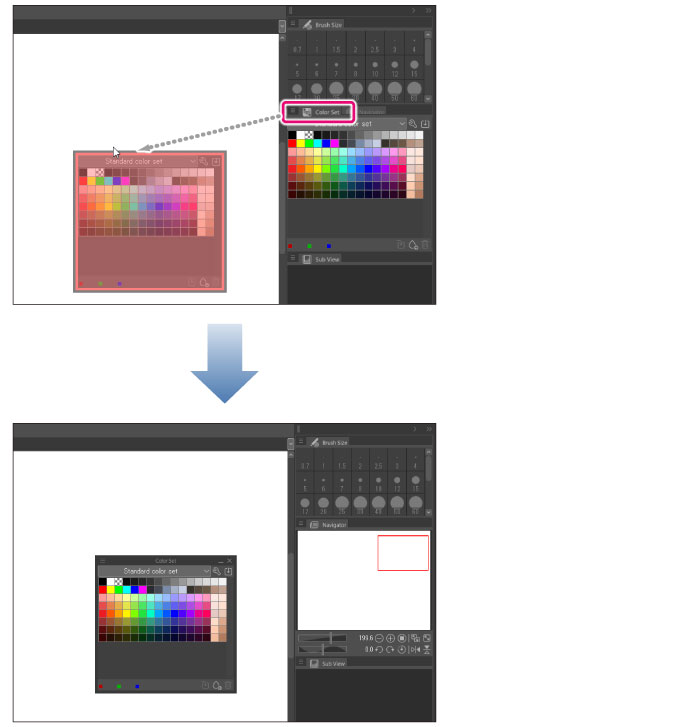 CLIP STUDIO PAINT Instruction manual Displaying Palettes in